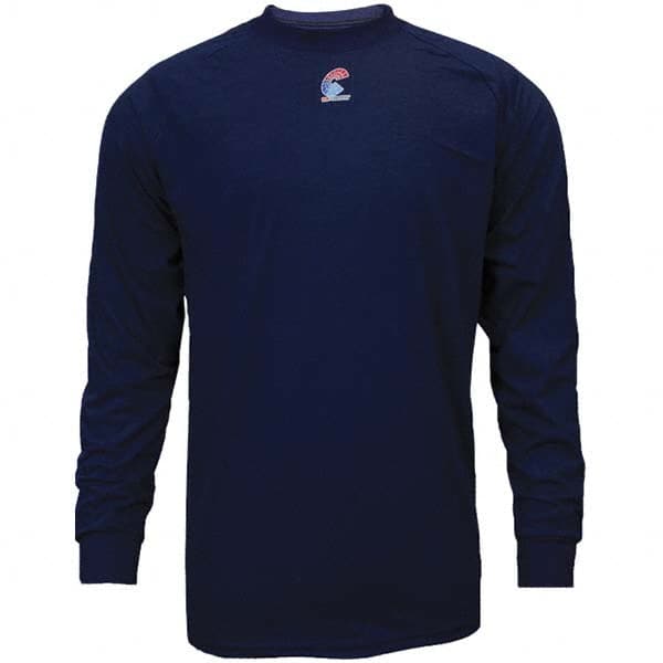 National Safety Apparel - Size XL Navy Blue Flame Resistant/Retardant Long Sleeve Base Layer Shirt - Exact Tool & Supply