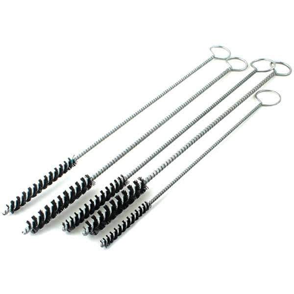 Brush Research Mfg. - 3/4" Diam Helical Nylon Tube Brush - Single Spiral, 0.017" Filament Diam, 3" Brush Length, 40" OAL, 0.245" Diam Galvanized Steel Shank - Exact Tool & Supply