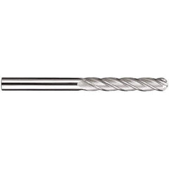 SGS - 3/8" Diam, 1-3/4" LOC, 4 Flute Solid Carbide Ball End Mill - AlTiN Finish, Single End, 4" OAL, 3/8" Shank Diam, Spiral Flute - Exact Tool & Supply