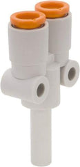 SMC PNEUMATICS - 1/8" OD, Brass/Polybutylene Push-to-Connect Plug-In Y - 145 Max psi, 1/8" Stem Diam - Exact Tool & Supply