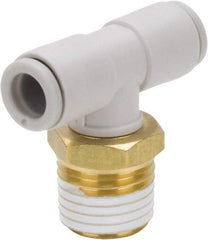 SMC PNEUMATICS - 8mm Outside Diam, 1/4 BSPT, Brass/Polybutylene Push-to-Connect Tube Male Branch Tee - 145 Max psi - Exact Tool & Supply