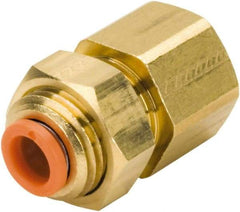 SMC PNEUMATICS - 3/8" OD, 3/8 NPT, Brass/Polybutylene Push-to-Connect Female Bulkhead - 145 Max psi - Exact Tool & Supply