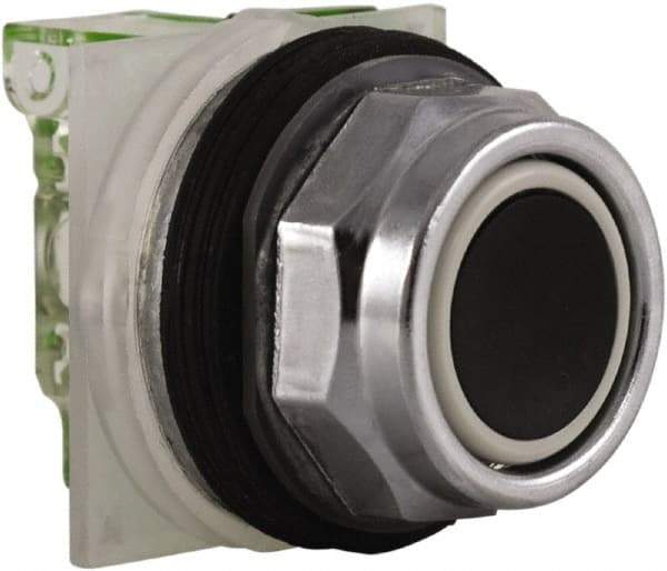Schneider Electric - 30mm Mount Hole, Flush, Pushbutton Switch with Contact Block - Octagon, Black Pushbutton, Momentary (MO) - Exact Tool & Supply