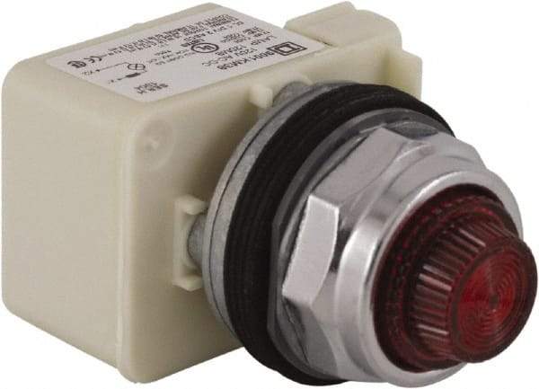 Schneider Electric - 120 V Red Lens Incandescent Pilot Light - Round Lens, Screw Clamp Connector - Exact Tool & Supply