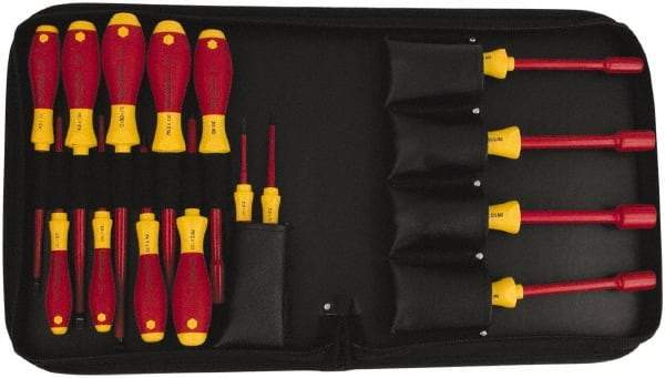 Wiha - 15 Piece 1/4 to 1/2" Insulated Nutdriver Set - Cushion Grip Handle - Exact Tool & Supply