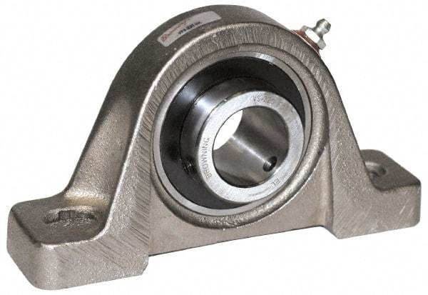 Browning - 1-3/16" ID, 6-3/4" OAL x 3-11/16" OAH Pillow Block - 3,493 Lb Static Cap, 5,782 Lb Dyn Cap, 5" Btw Mnt Hole Ctrs, 1-7/8" Base-to-Ctr Ht, Cast Iron - Exact Tool & Supply