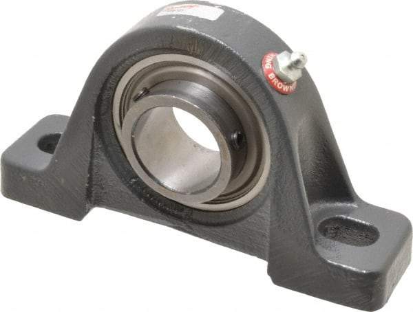 Browning - 1-7/16" ID, 6-3/4" OAL x 3-11/16" OAH Pillow Block - 3,493 Lb Static Cap, 5,782 Lb Dyn Cap, 5" Btw Mnt Hole Ctrs, 1-7/8" Base-to-Ctr Ht, Cast Iron - Exact Tool & Supply