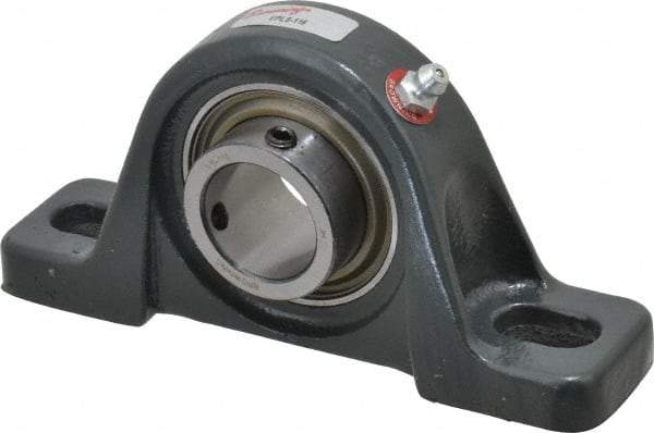 Browning - 1" ID, 5-1/2" OAL x 2-11/16" OAH Pillow Block - 1,651 Lb Static Cap, 2,801 Lb Dyn Cap, 4-1/8" Btw Mnt Hole Ctrs, 1-5/16" Base-to-Ctr Ht, Cast Iron - Exact Tool & Supply