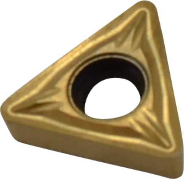 Seco - TCMT21.52 MF2 Grade CP500 Carbide Turning Insert - TiAlN/TiN Finish, 60° Triangle, 1/4" Inscr Circle, 3/32" Thick, 1/32" Corner Radius - Exact Tool & Supply