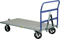 Little Giant - 2,000 Lb Capacity Steel Caster Steer Trailer - Steel Deck, 36" OAW, 72" Platform Length x 11-1/2" Platform Height, Mold On Rubber Casters - Exact Tool & Supply