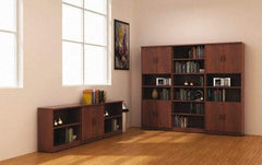 ALERA - 6 Shelf, 80-3/8" High x 31-3/4" Wide Bookcase - 14" Deep, Woodgrain Laminate, Medium Cherry - Exact Tool & Supply