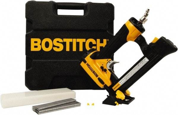 Stanley Bostitch - 1/2" Crown, 20 Gauge, 100 Staple Capacity Power Stapler - 1/4" Inlet, 70 to 120 psi Air Pressure, Includes Carrying Case - Exact Tool & Supply