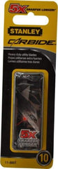 Stanley - 10 Piece Carbide-Tipped Utility Knife Blade - 61mm OAL, 0.022" Blade Thickness - Exact Tool & Supply