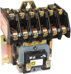 Square D - No Enclosure, 6 Pole, Electrically Held Lighting Contactor - 20 A (Tungsten), 30 A (Fluorescent), 220 VAC at 50 Hz, 240 VAC at 60 Hz, 6NO Contact Configuration - Exact Tool & Supply
