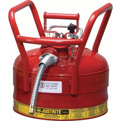 Justrite - Safety Dispensing Cans; Capacity: 2.5 Gal ; Material: Steel ; Color: Red ; Height (Decimal Inch): 12.700000 ; Diameter/Length (mm): 11.75 ; Approval Listing/Regulations: FM Approved; DOT; UN - Exact Tool & Supply