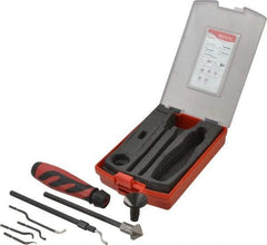 Shaviv - 11 Piece High Speed Steel Blade Hand Deburring Tool Set - E, F Blade Holder, E100S, E111,E200, E300, E601;F20, F26X Blades, For Straight Edge, Hole Edge, Hole Inner Surface, Flat Surface, Slot/Keyway - Exact Tool & Supply