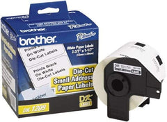 Brother - 1.1" Wide x 2-3/16" Long, White Paper Shipping Label - For PC Label Printers - Exact Tool & Supply