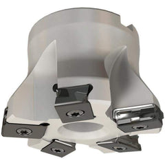 Iscar - 5 Inserts, 2-1/2" Cut Diam, 1" Arbor Diam, 0.118" Max Depth of Cut, Indexable Square-Shoulder Face Mill - 0/90° Lead Angle, 1-3/4" High, HTP LNHT 1606 Insert Compatibility, Through Coolant, Series TangPlunge - Exact Tool & Supply