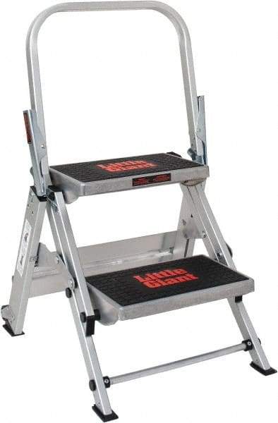 Little Giant Ladder - 2 Steps, 1-1/2' High, Type IA Rating, Aluminum Step Ladder - 300 Lb Capacity, 21" Base Width - Exact Tool & Supply