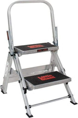 Little Giant Ladder - 2 Steps, 1-1/2' High, Type IA Rating, Aluminum Step Ladder - 300 Lb Capacity, 21" Base Width - Exact Tool & Supply