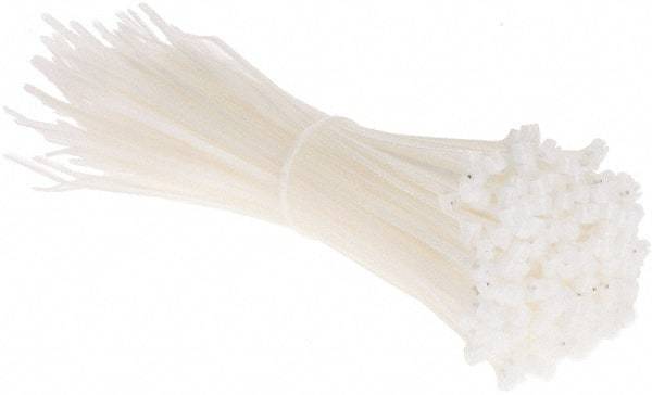 Thomas & Betts - 7" Long Natural (Color) Nylon Standard Cable Tie - 18 Lb Tensile Strength, 1.1mm Thick, 3" Max Bundle Diam - Exact Tool & Supply