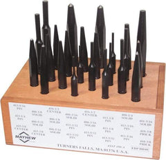 Mayhew - 24 Piece, 1/8 to 1/2", Center, Pin & Prick Starter Punch Set - Hex Shank, Steel, Comes in Boxed - Exact Tool & Supply