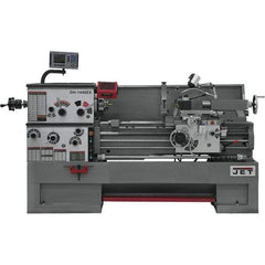 Jet - 14" Swing, 40" Between Centers, 230 Volt, Triple Phase Engine Lathe - 7MT Taper, 7-1/2 hp, 42 to 1,800 RPM, 3-1/8" Bore Diam, 30" Deep x 58" High x 77-1/2" Long - Exact Tool & Supply