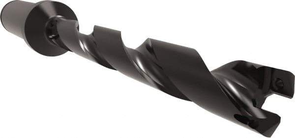 Allied Machine and Engineering - Series 11, 11 to 12mm Diam, 5/8" Diam Straight Shank with Flange, Helical Flute Spade Drill - 3-19/64" Max Depth, 4-11/32" Body Length, 6-7/32" OAL, Standard Length, Through Coolant - Exact Tool & Supply