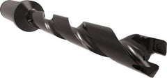 Allied Machine and Engineering - Series 11, 11 to 12mm Diam, 5/8" Diam Straight Shank with Flange, Helical Flute Spade Drill - 3-19/64" Max Depth, 4-11/32" Body Length, 6-7/32" OAL, Standard Length, Through Coolant - Exact Tool & Supply