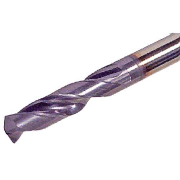 Iscar - 12.2mm 140° Solid Carbide Jobber Drill - TiAlN Finish, Right Hand Cut, Spiral Flute, Straight Shank, 124mm OAL, Standard Point - Exact Tool & Supply
