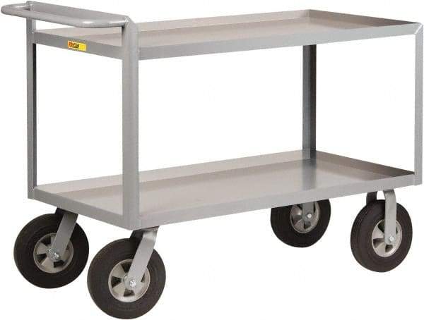 Little Giant - 1,500 Lb Capacity, 30" Wide x 54" Long x 38-1/2" High Shelf Cart - 2 Shelf, Steel, 2 Rigid/2 Swivel Casters - Exact Tool & Supply