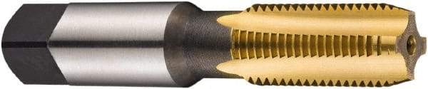 DORMER - 1/4-18 NPSF Thread, 4 Flute Standard Pipe Tap - 75mm OAL, 27mm Thread Length, TiN Finish, High Speed Steel - Exact Tool & Supply