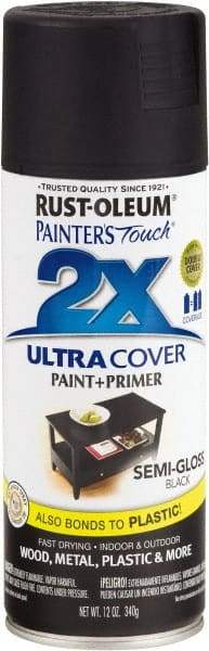 Rust-Oleum - Black, Semi Gloss, Enamel Spray Paint - 8 Sq Ft per Can, 12 oz Container, Use on Multipurpose - Exact Tool & Supply