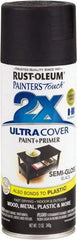 Rust-Oleum - Black, Semi Gloss, Enamel Spray Paint - 8 Sq Ft per Can, 12 oz Container, Use on Multipurpose - Exact Tool & Supply