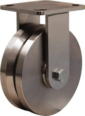 Hamilton - 6" Diam x 2" Wide, Stainless Steel Rigid Caster - 1,200 Lb Capacity, Top Plate Mount, 4" x 4-1/2" Plate, Stainless Steel Precision Ball Bearing - Exact Tool & Supply