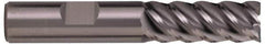 Kennametal - 5/8", 6 Flute, Single End, Solid Carbide, 0.04" Corner Radius End Mill - 5" OAL, 20° Helix, Right Hand Flute, 0.033" LOC, Right Hand Cut, 2" Extended Reach - Exact Tool & Supply