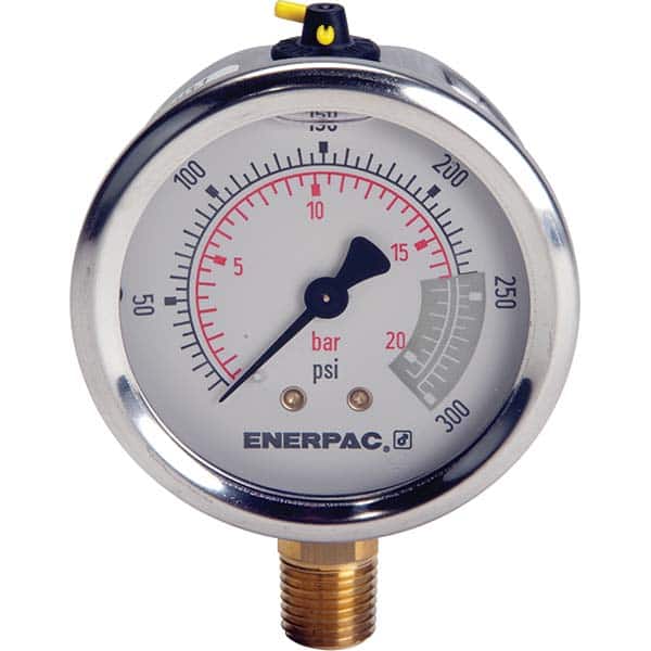 Enerpac - Hydraulic Pressure Gages & Adapters Type: Glycerine Filled Pressure Rating: 300 - Exact Tool & Supply