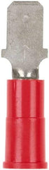 3M - 22 to 18 AWG, Vinyl, Partially Insulated, Male Wire Disconnect - 3/16 Inch Wide Tab, Red - Exact Tool & Supply