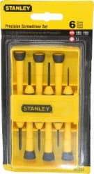 Stanley - 6 Piece Phillips & Slotted Screwdriver Set - Bit Sizes: Philips #0 - Exact Tool & Supply