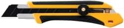 Olfa - Snap Utility Knife - 4.96" High Carbon Tool Steel Blade, Yellow & Black Elastomer & Fiber Reinforced Polymer Handle, 1 Blade Included - Exact Tool & Supply