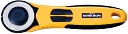 Olfa - Fixed Rotary Cutter - 1.77" Tungsten Tool Steel Blade, Yellow & Black ABS Plastic with Elastomer Inset Handle, 1 Blade Included - Exact Tool & Supply