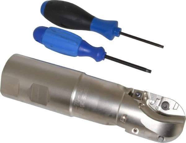 Seco - 2" Cut Diam, 2-3/4" Max Depth of Cut, 2" Shank Diam, 7.96" OAL, Indexable Ball Nose End Mill - Straight Shank, R218.20 Toolholder, 218.20-250.R/SCET 12 Insert - Exact Tool & Supply