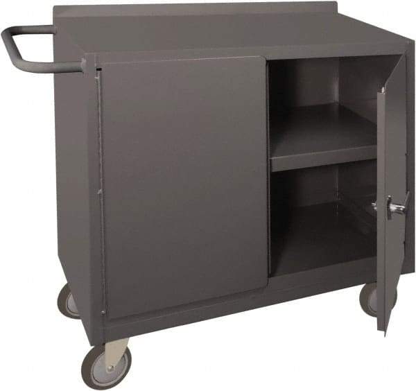 Durham - 1,200 Lb Capacity, 18" Wide x 36" Long x 39-3/4" High Mobile Cart - 2 Door, 1 Shelf, Steel, 2 Rigid/2 Swivel Casters - Exact Tool & Supply