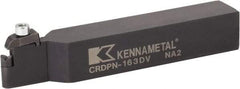 Kennametal - CRDP, Neutral Cut, 0° Lead Angle, 25mm Shank Height x 25mm Shank Width, Neutral Rake Indexable Turning Toolholder - 151.25mm OAL, RPGX060400E Insert Compatibility, Series V-Bottom Round - Exact Tool & Supply