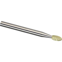 Made in USA - 1/4" Cut Diam, 1/4" Shank Diam, Oval Head Double Cut Burr - Carbide, 3/8" LOC, 2" OAL - Exact Tool & Supply