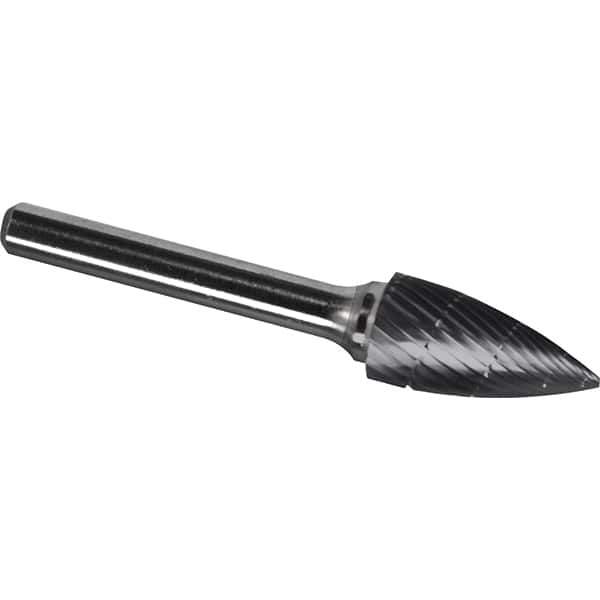 Made in USA - 3/4" Cut Diam, 1/4" Shank Diam, Tree Head Chipbreaker Cut Burr - Carbide, 1" LOC, 2-3/4" OAL - Exact Tool & Supply