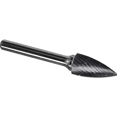 Made in USA - 3/4" Cut Diam, 1/4" Shank Diam, Tree Head Chipbreaker Cut Burr - Carbide, 1" LOC, 2-3/4" OAL - Exact Tool & Supply