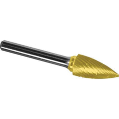 Made in USA - 9.5mm Cut Diam, 0.2362" Shank Diam, Tree Head Chipbreaker Cut Burr - Carbide, 19mm LOC, 64mm OAL - Exact Tool & Supply