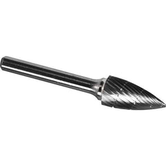 Made in USA - 5/16" Cut Diam, 1/4" Shank Diam, Tree Head Chipbreaker Cut Burr - Carbide, 3/4" LOC, 2-1/2" OAL - Exact Tool & Supply