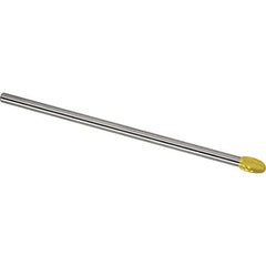 Made in USA - 1/2" Cut Diam, 1/4" Shank Diam, Oval Head Single Cut Burr - Carbide, 7/8" LOC, 6-7/8" OAL - Exact Tool & Supply